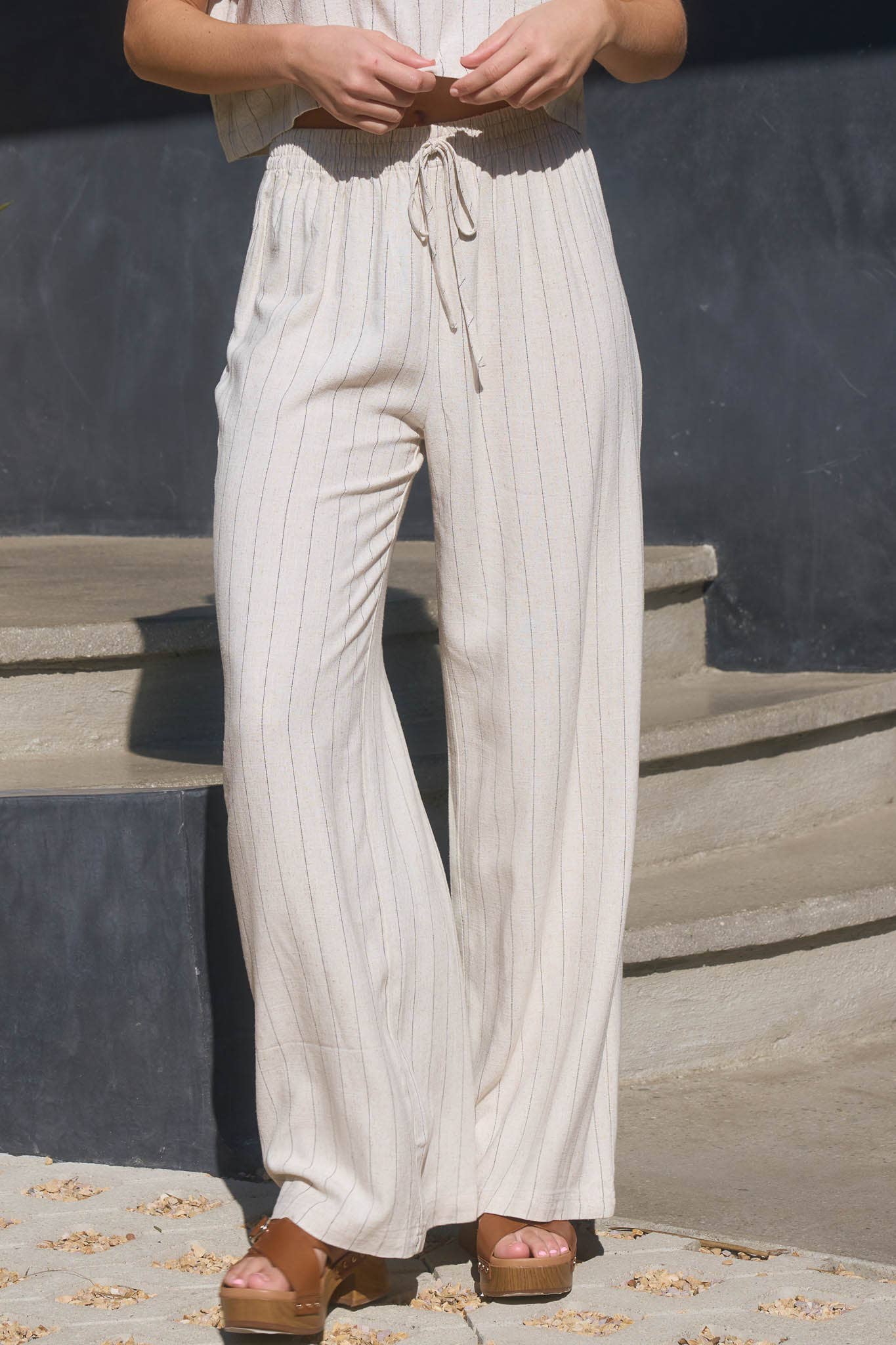 Open Horizon Pinstripe Wide Leg Pants