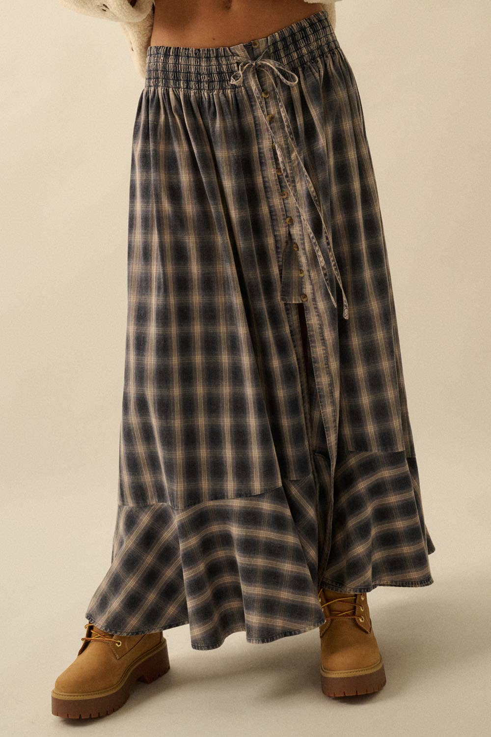 Cabin Fever (Navy) Plaid Flannel Skirt