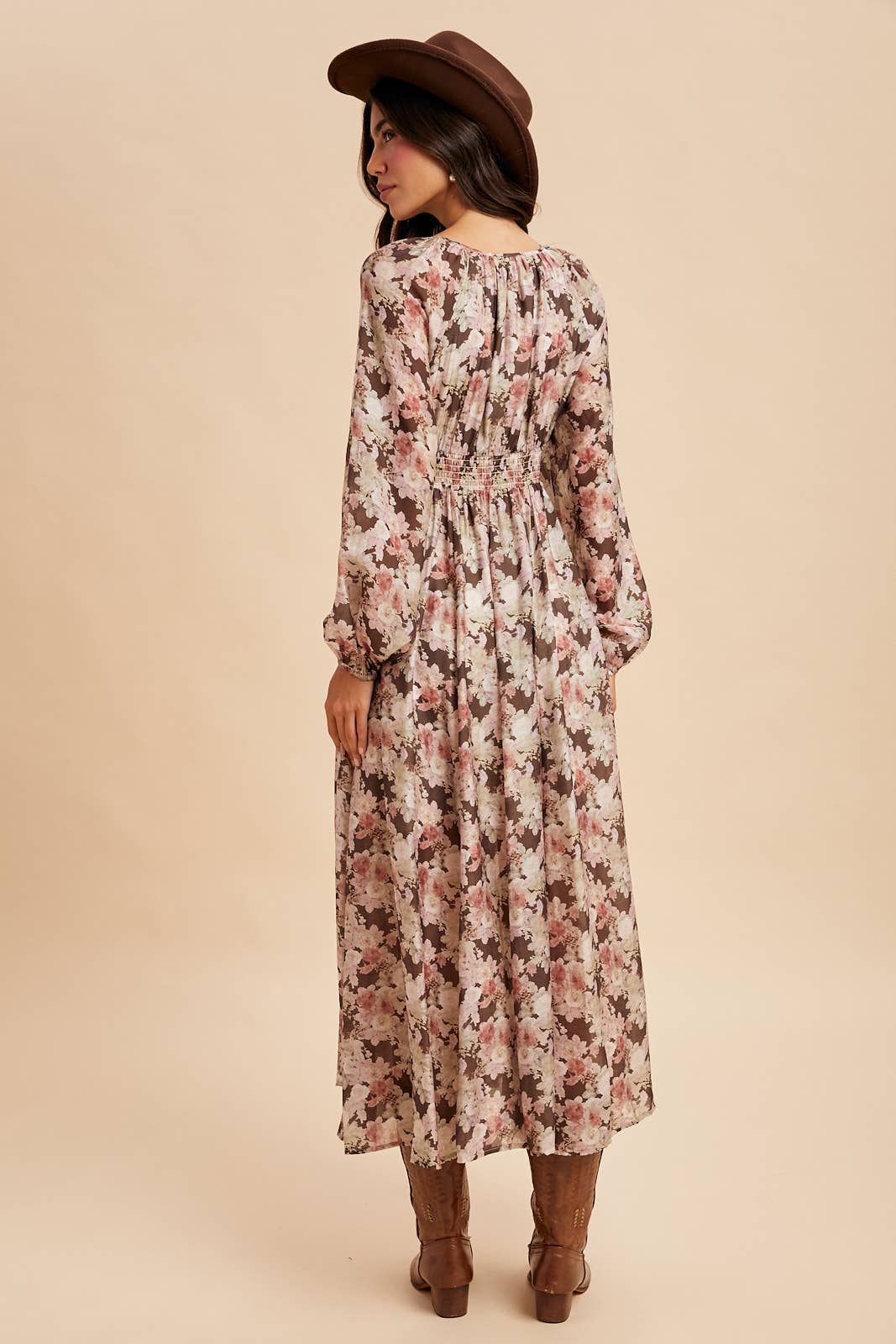 Acadian Sunrise (Mocha) Floral Maxi Dress