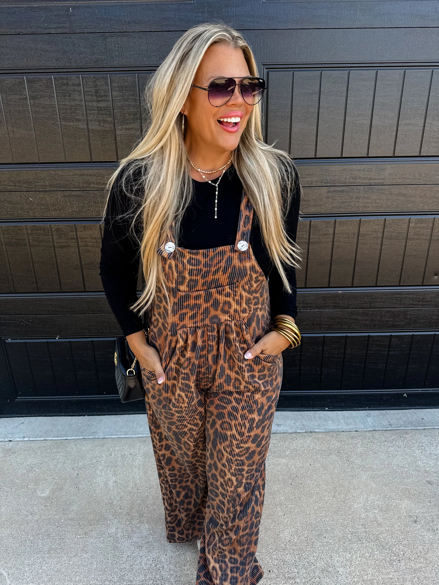 Wild Flair Cheetah Ribbed Overalls