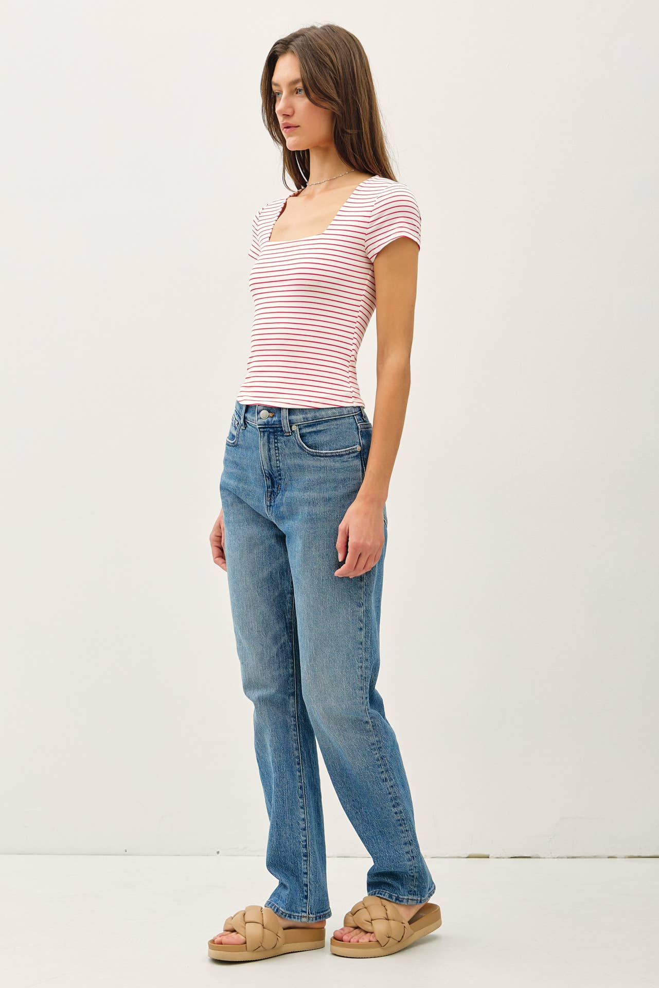 Feel Good (Red) Stripe Double Lined Top