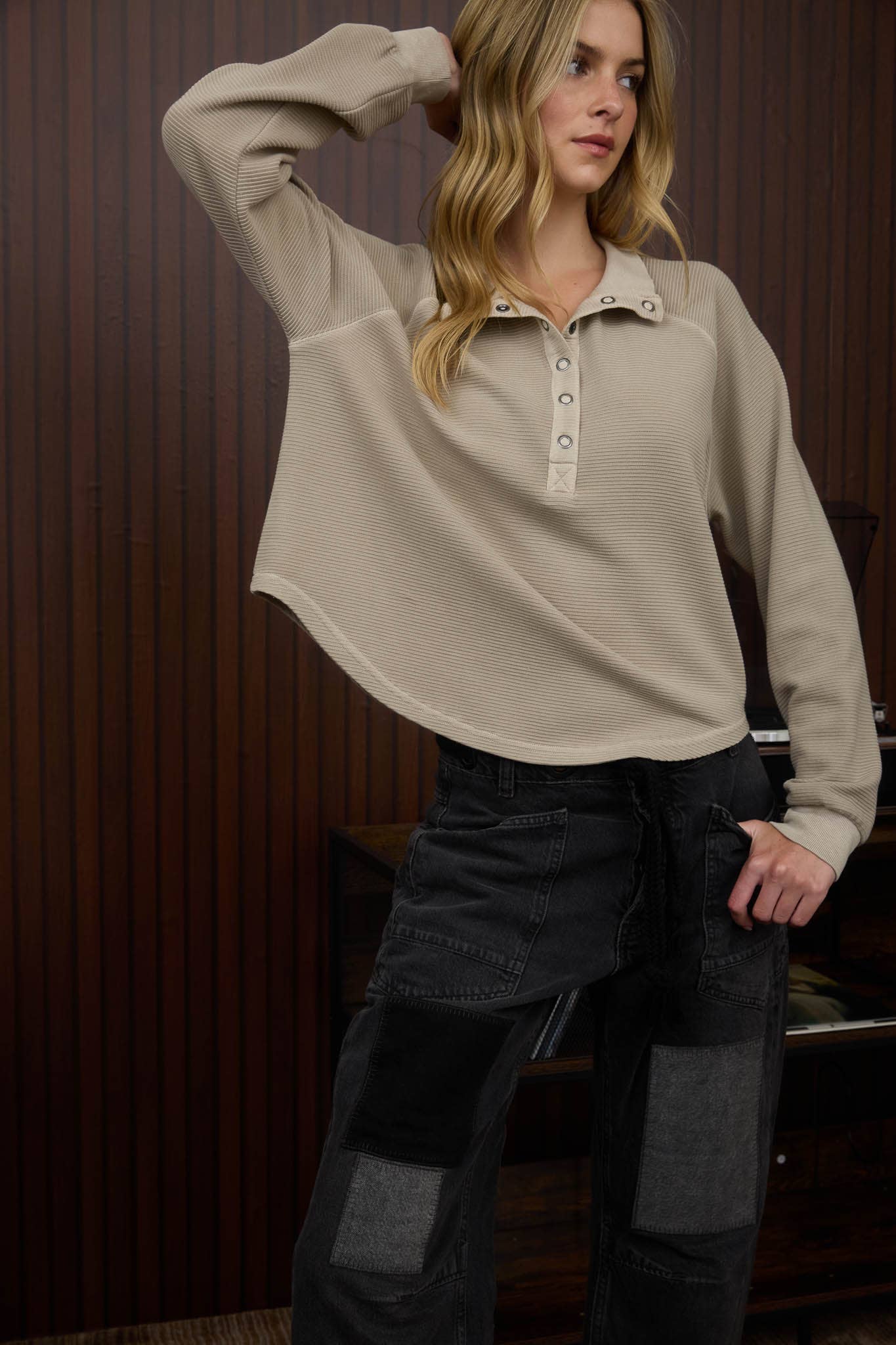 Over The Moon (Mocha) Snap Pullover