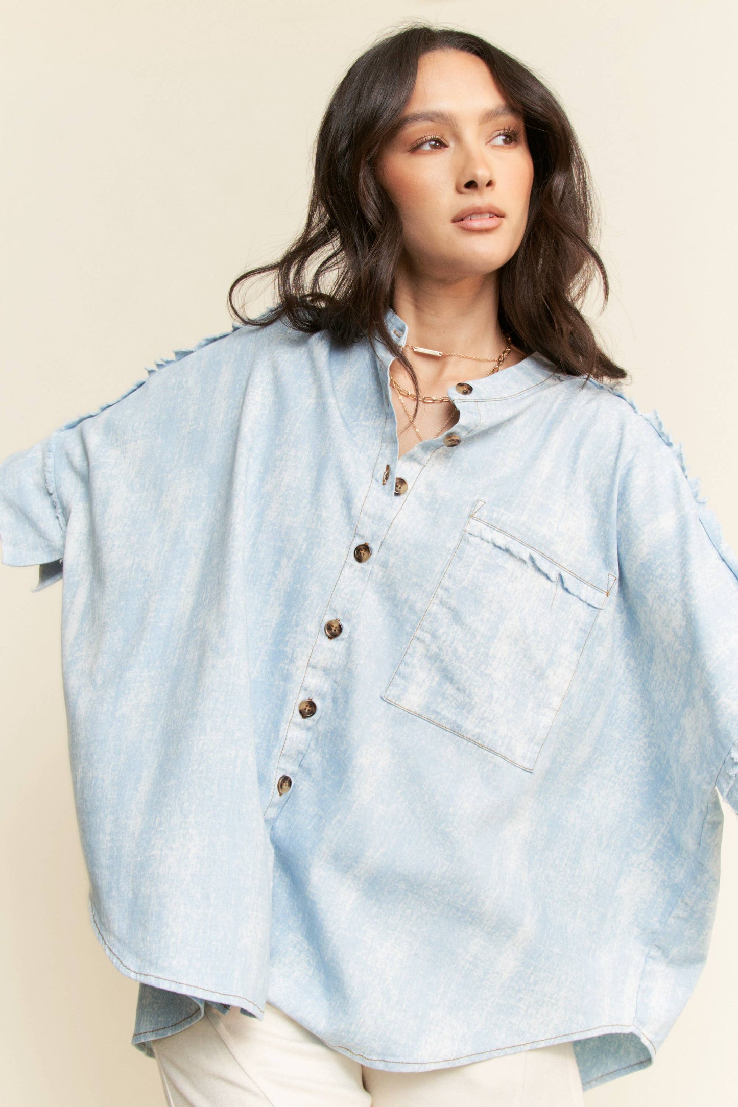 Hey Darlin’ Oversized Fringe Denim Shirt