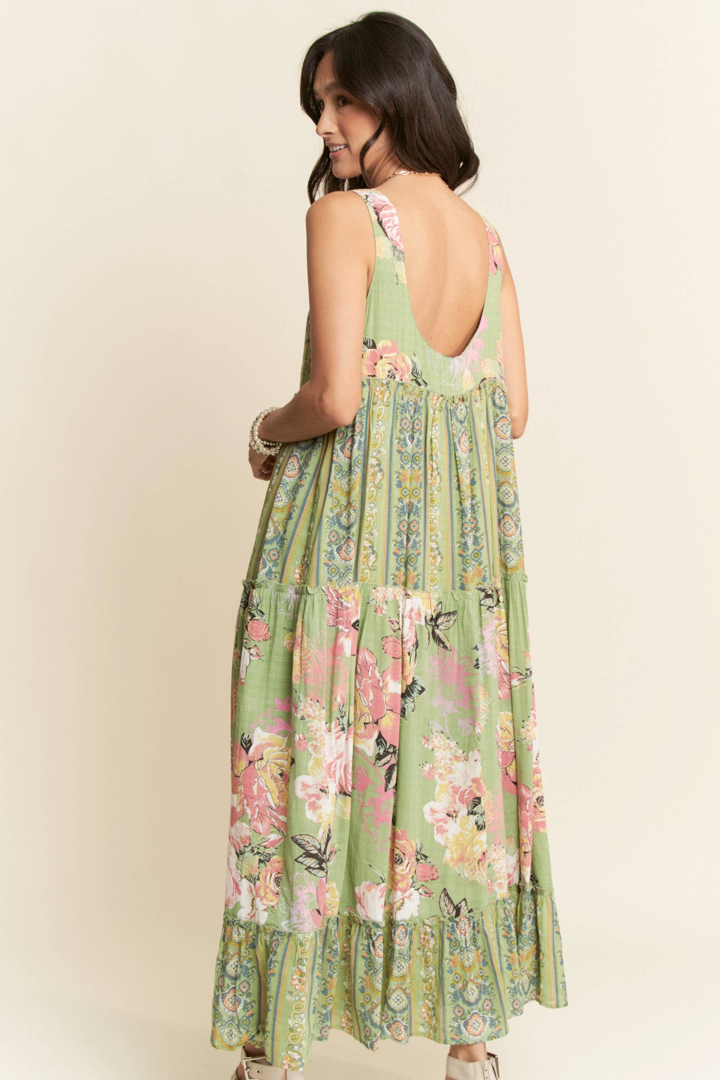 Tangled In Bloom (Sage) Floral Mix Dress