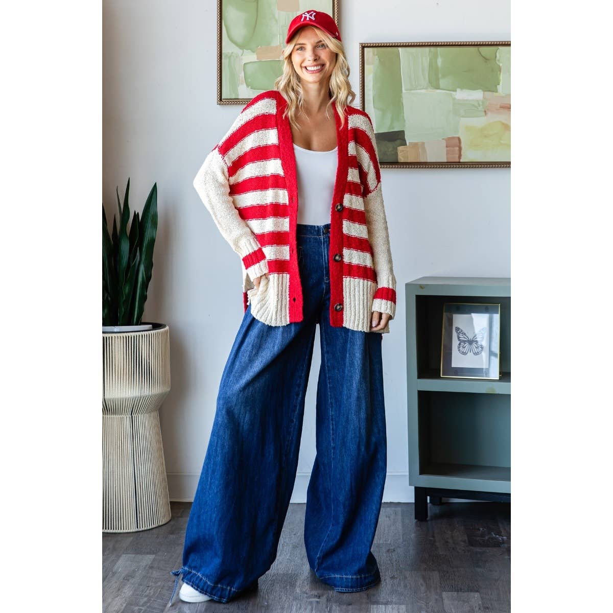 Good News (Red) Stripe Cardigan
