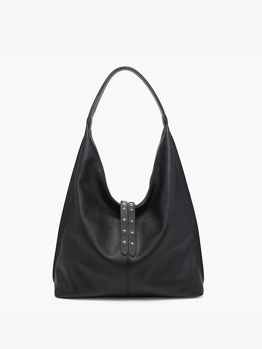 Tori (Black) Slouchy Hobo w/ Studded Tassels