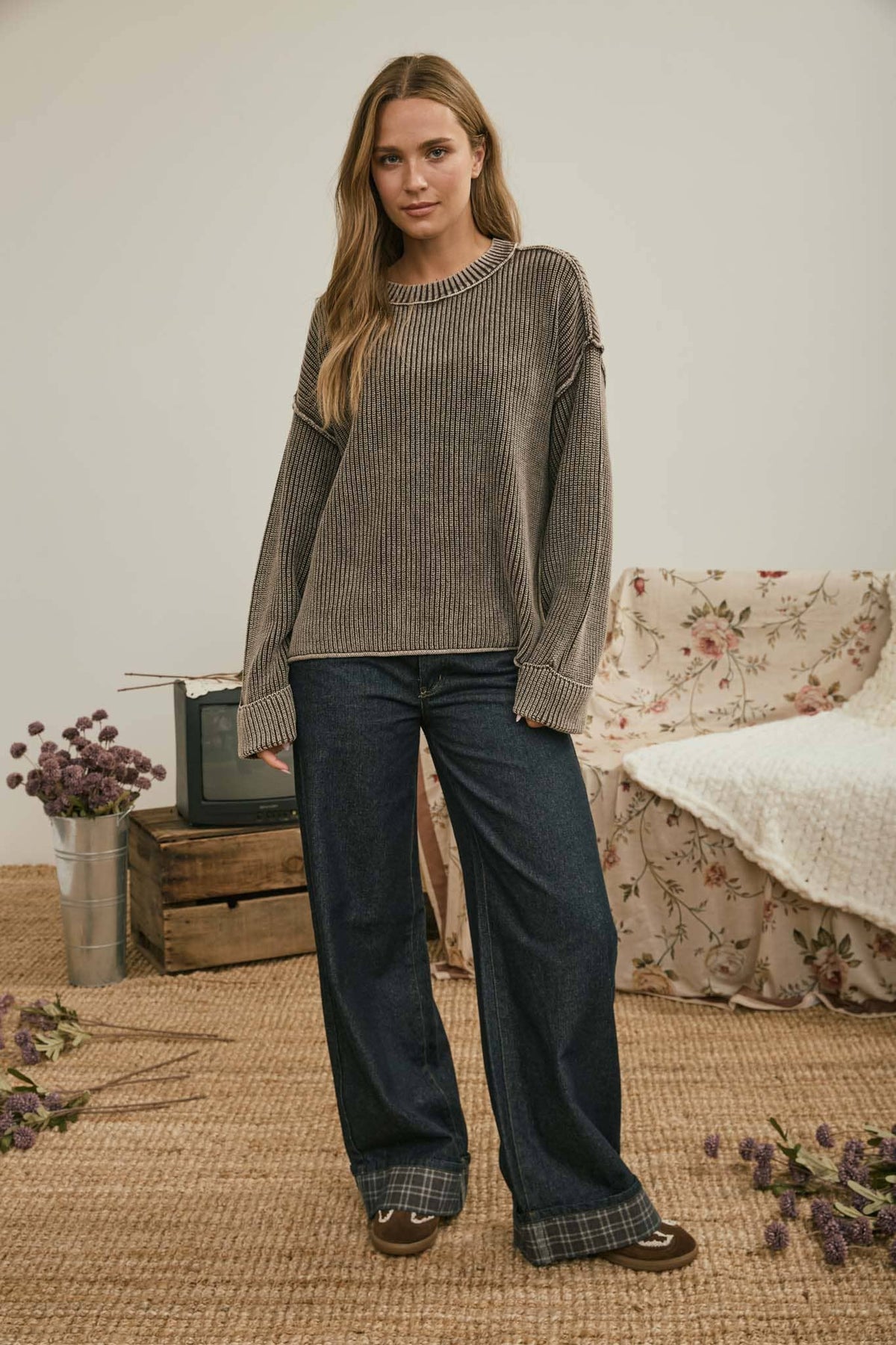 Knit To Be (Dk Brn) Cotton Sweater