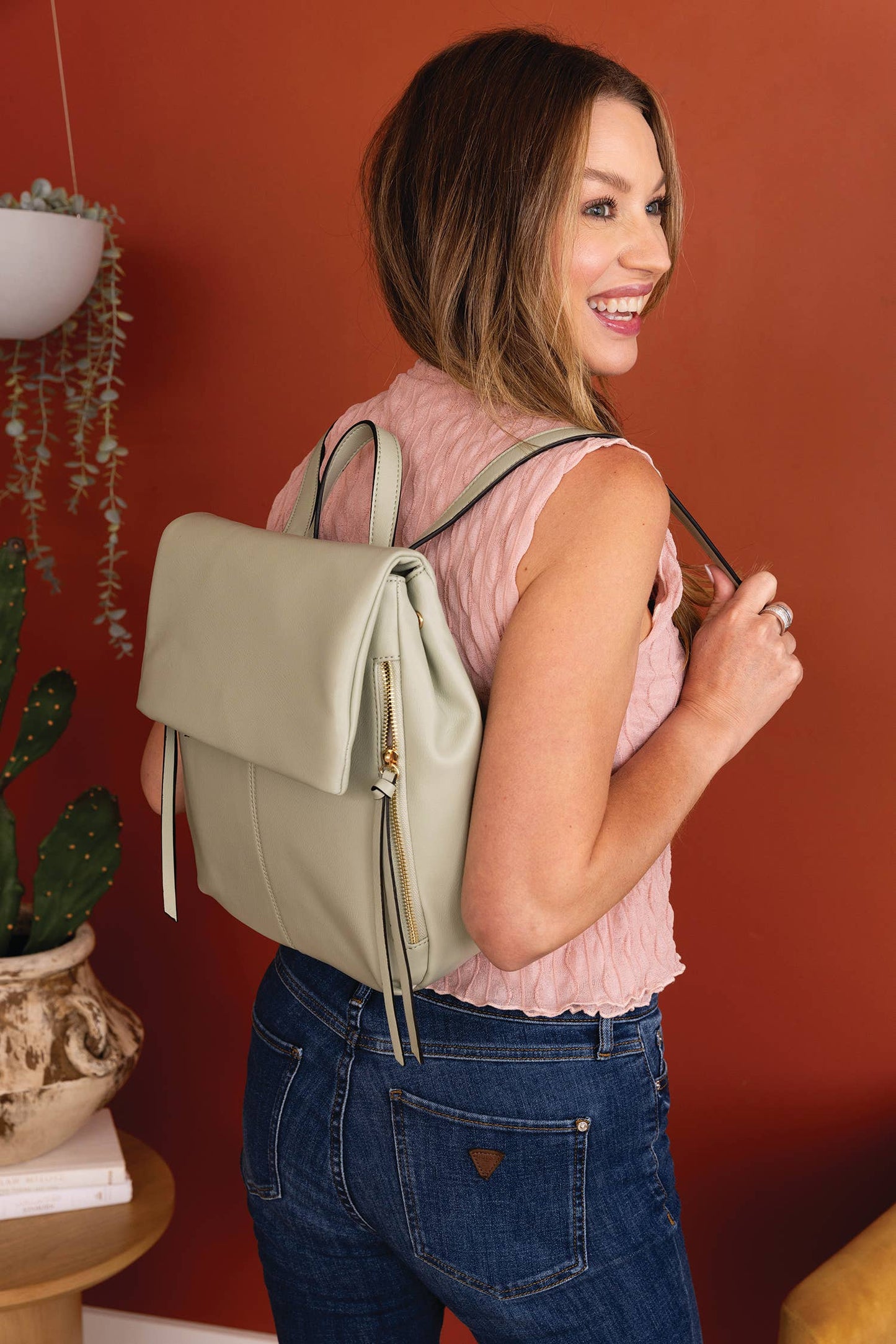 Adley (Tan) Foldover Pocket Backpack