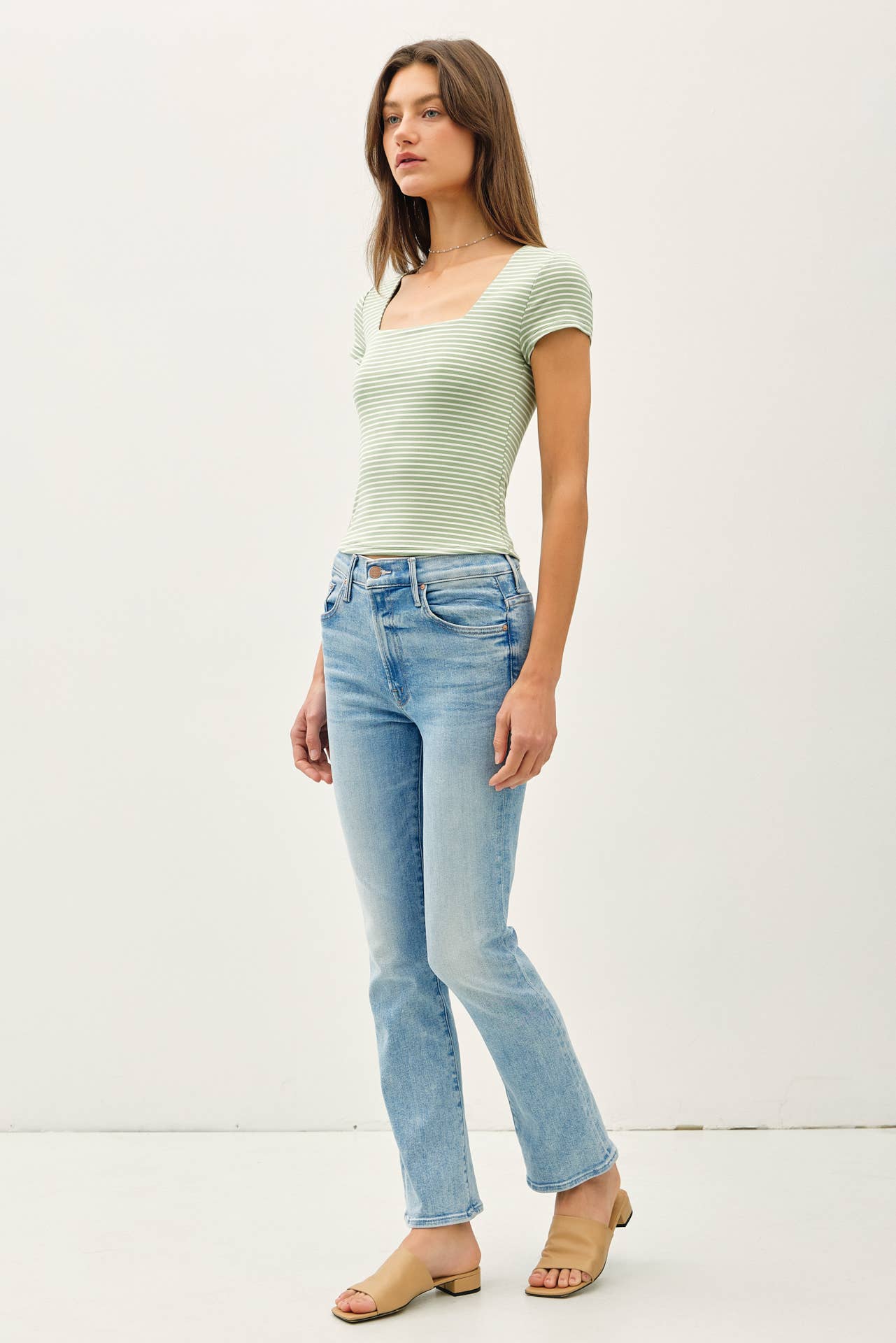 Feel Good (Sage) Stripe Double Lined Top