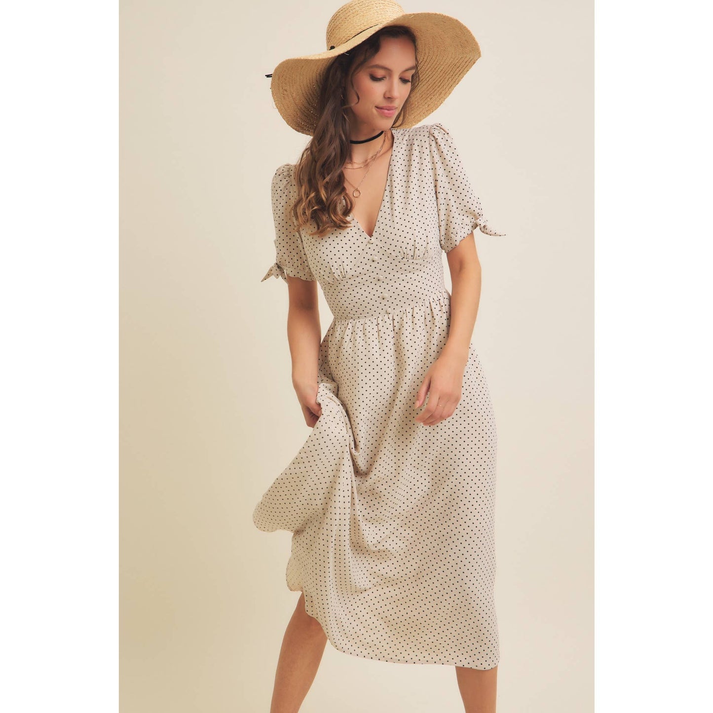 Keep Classy (Crm/Blk) Polka Dot Dress