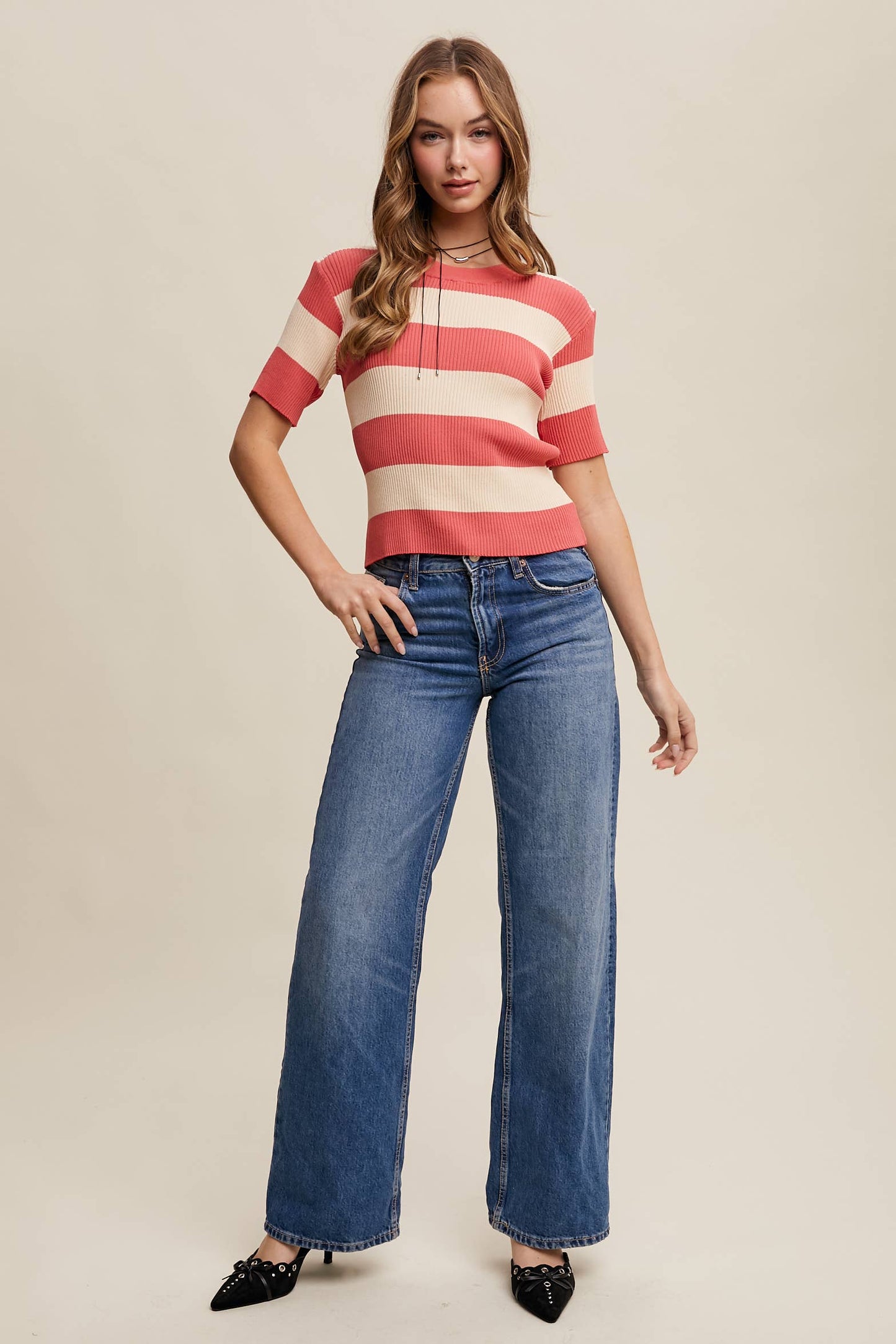 Perfectly Polished (Coral) SS Sweater