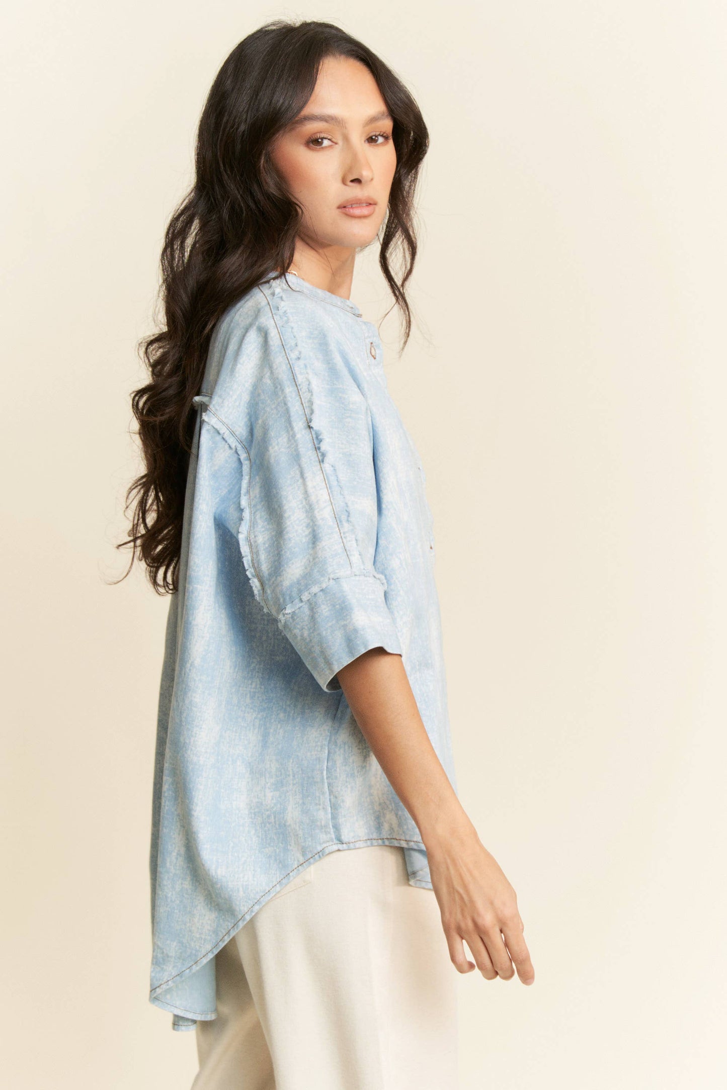 Hey Darlin’ Oversized Fringe Denim Shirt