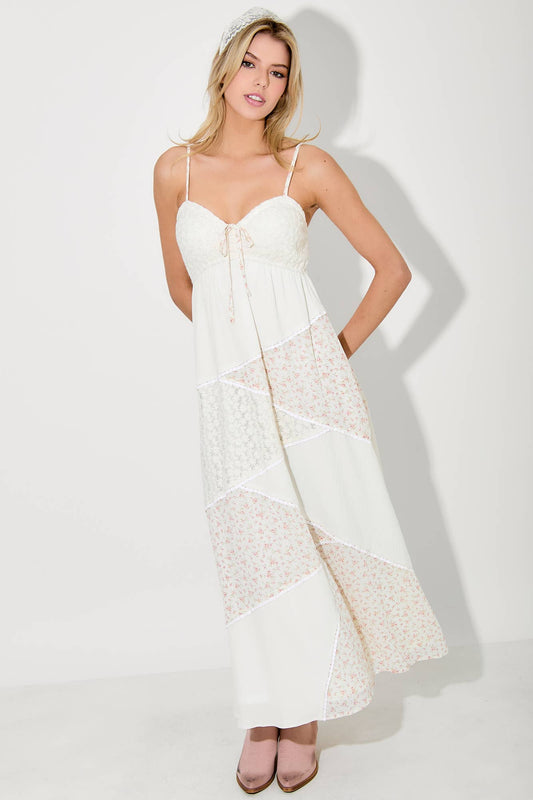 Bravely Seek Floral/Lace Patchwork Dress