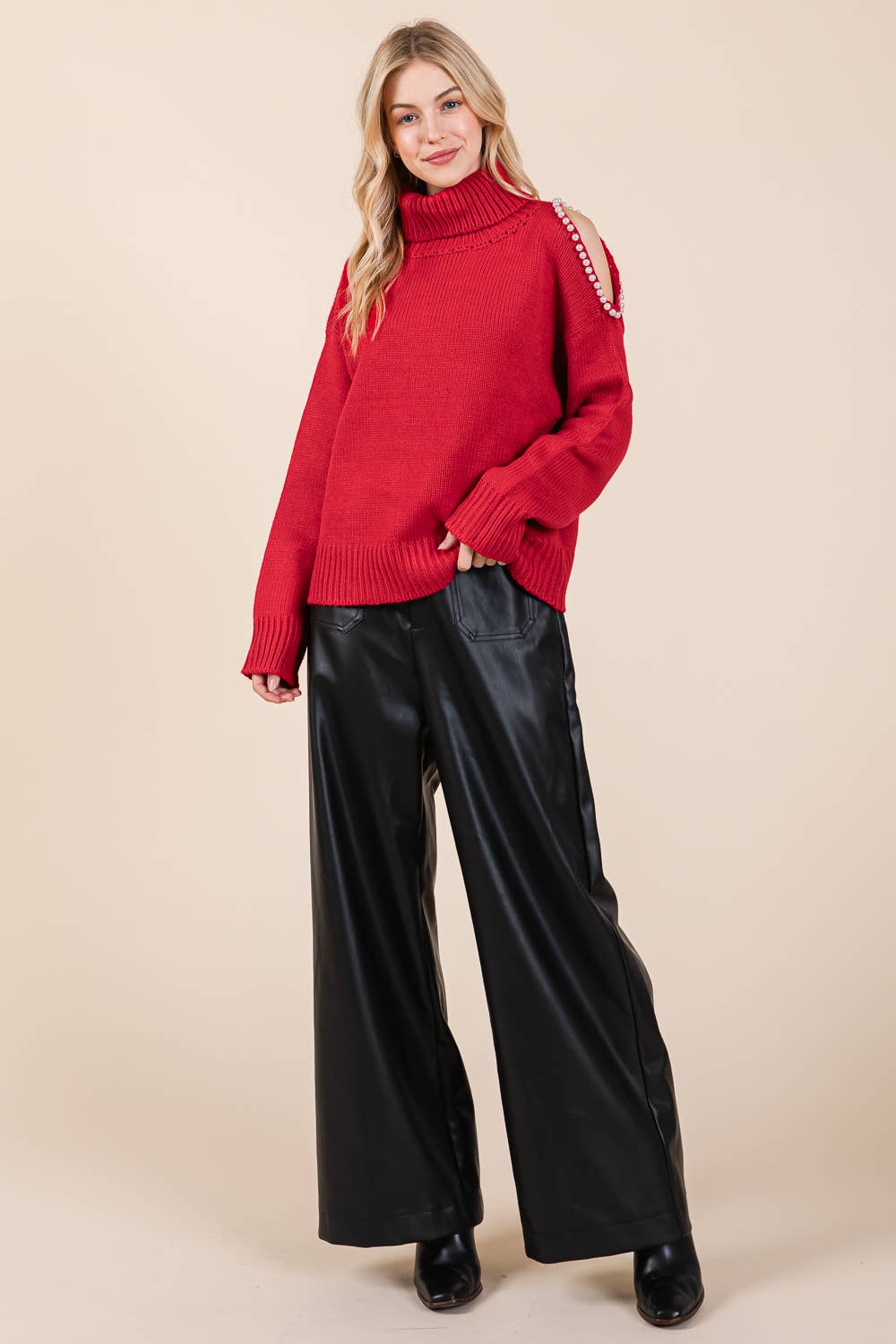 Old Money (Black) Pearl Accent Sweater