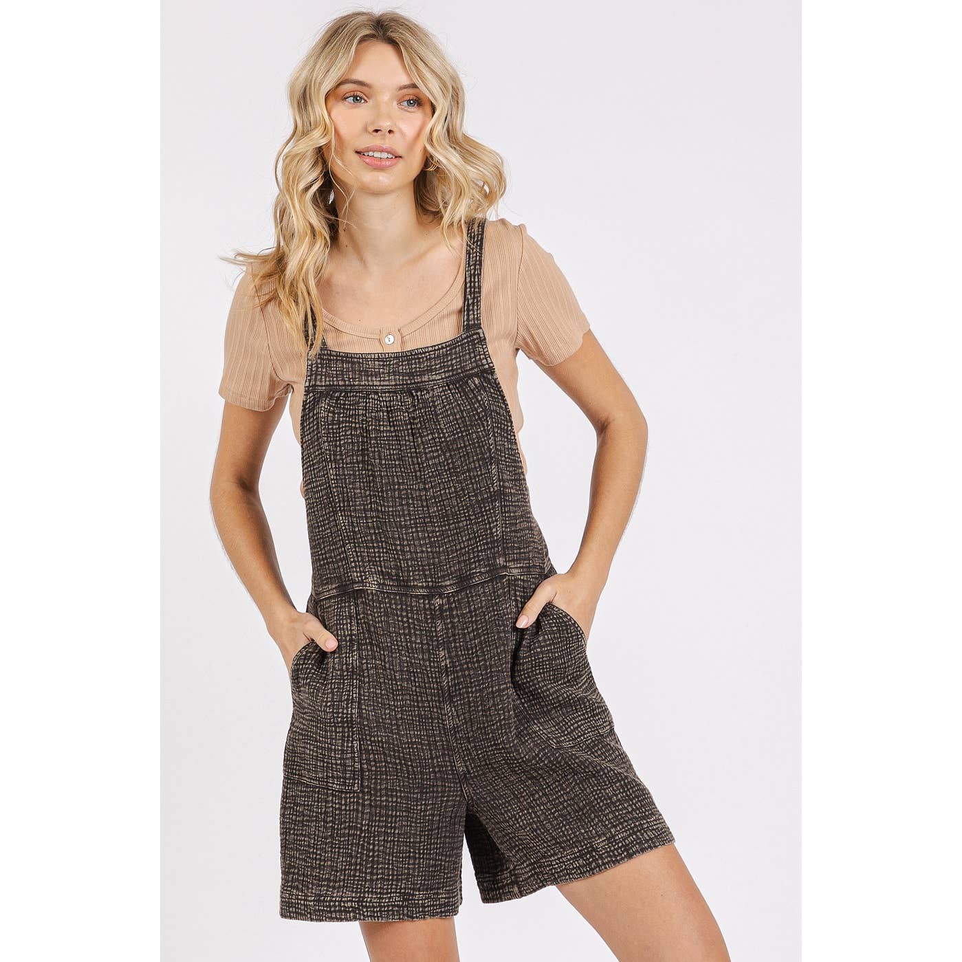 Joy Ride (Black) Gauze Shorts Romper