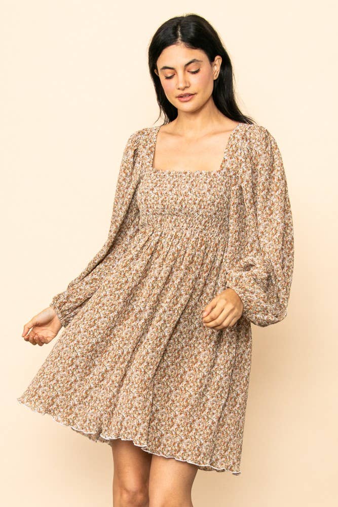 Time To Fly Pleated Floral Smocked Dress