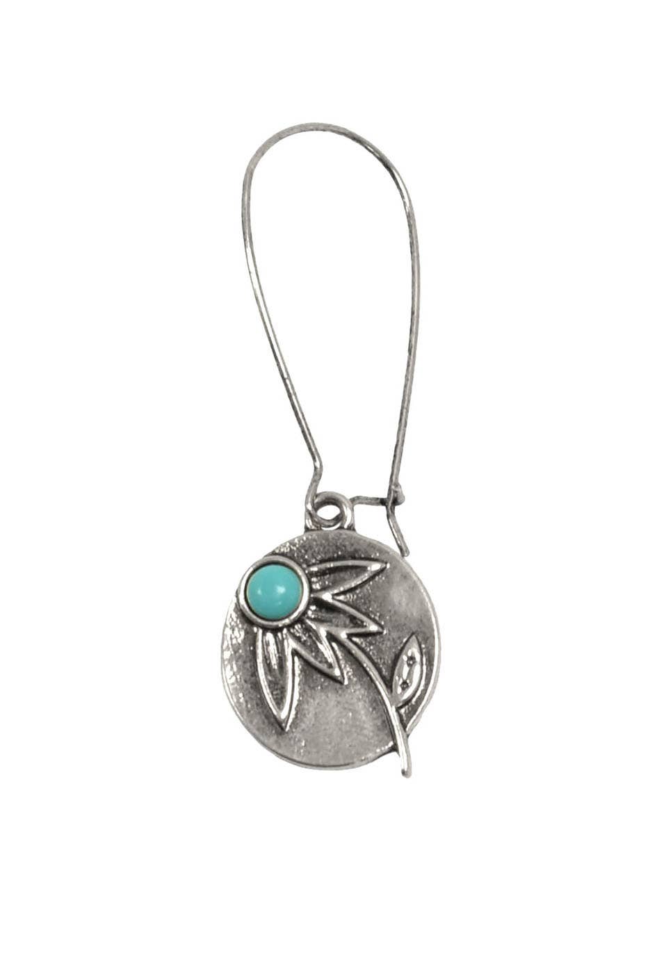 Silver & Turq Daisy Pendant Hoop