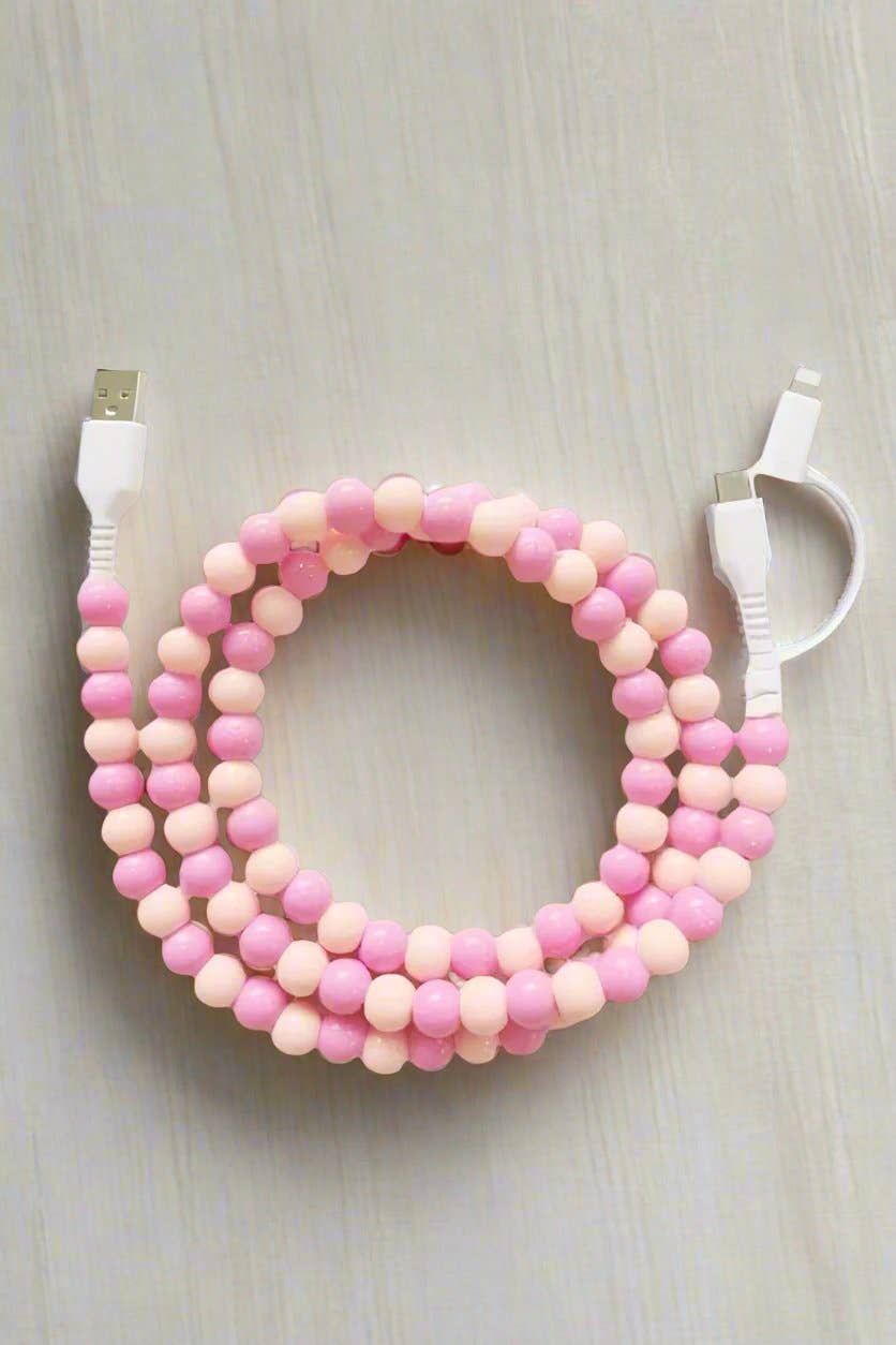 40” (2-Tone Pink) Beaded Cord Phone Charger
