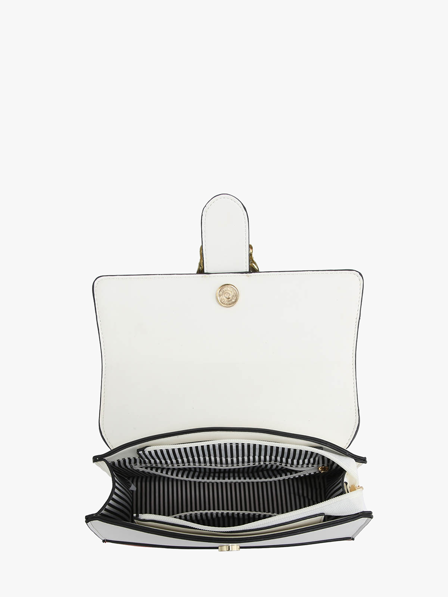 Anya (White) Color Block Crossbody w/ Guitar Strap
