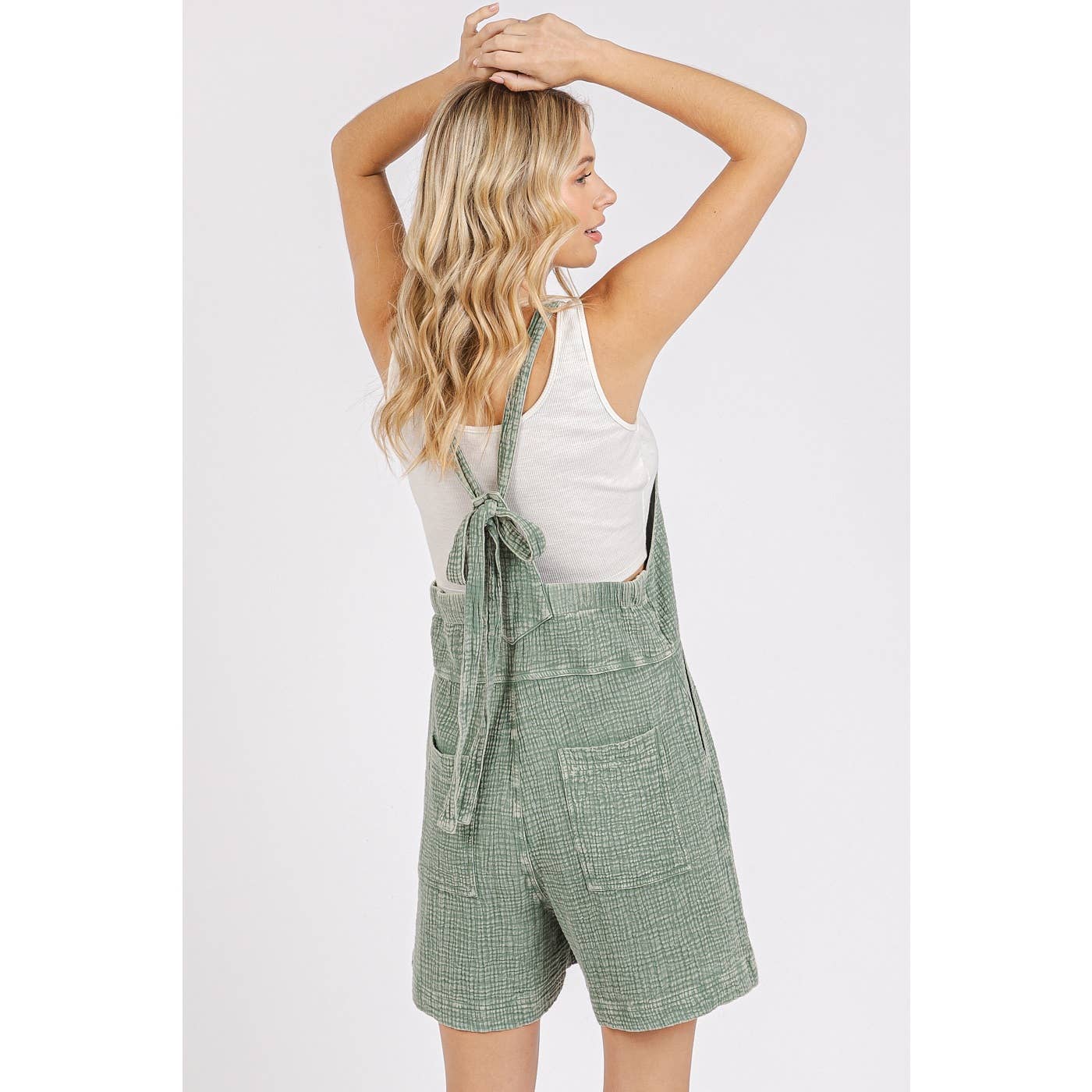 Joy Ride (Sage) Gauze Shorts Romper