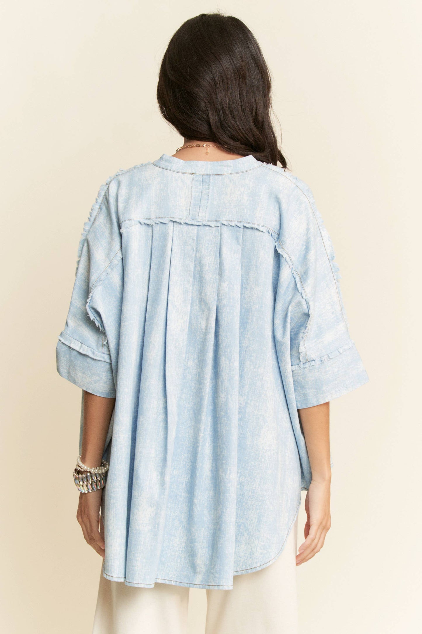 Hey Darlin’ Oversized Fringe Denim Shirt