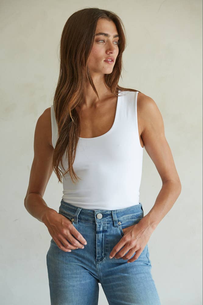 (White) Double Layered Seamless Tank