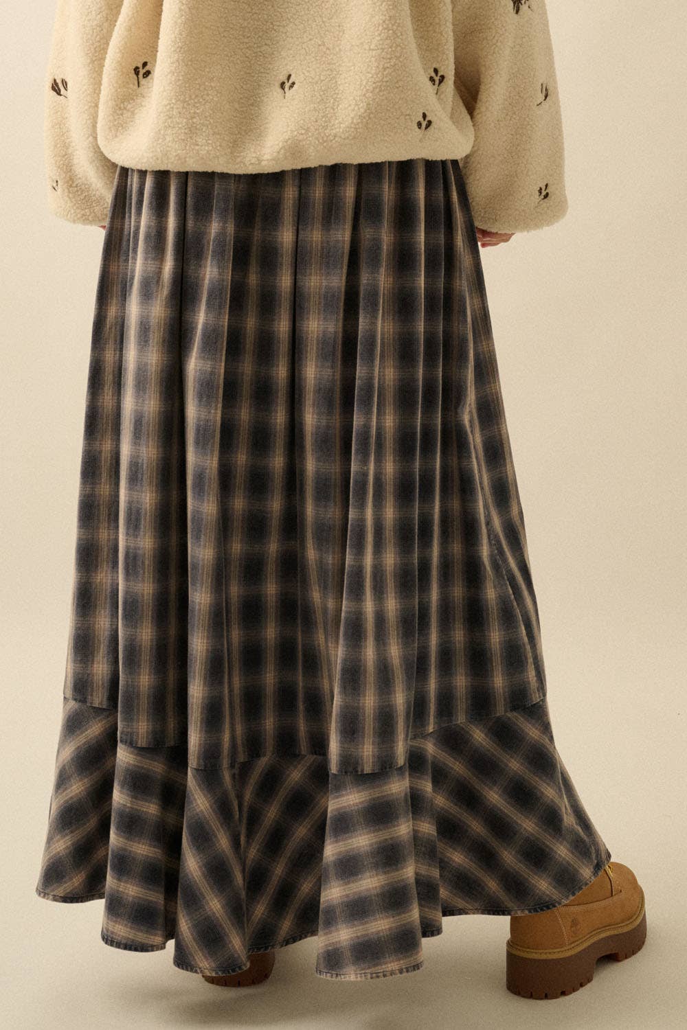 Cabin Fever (Navy) Plaid Flannel Skirt