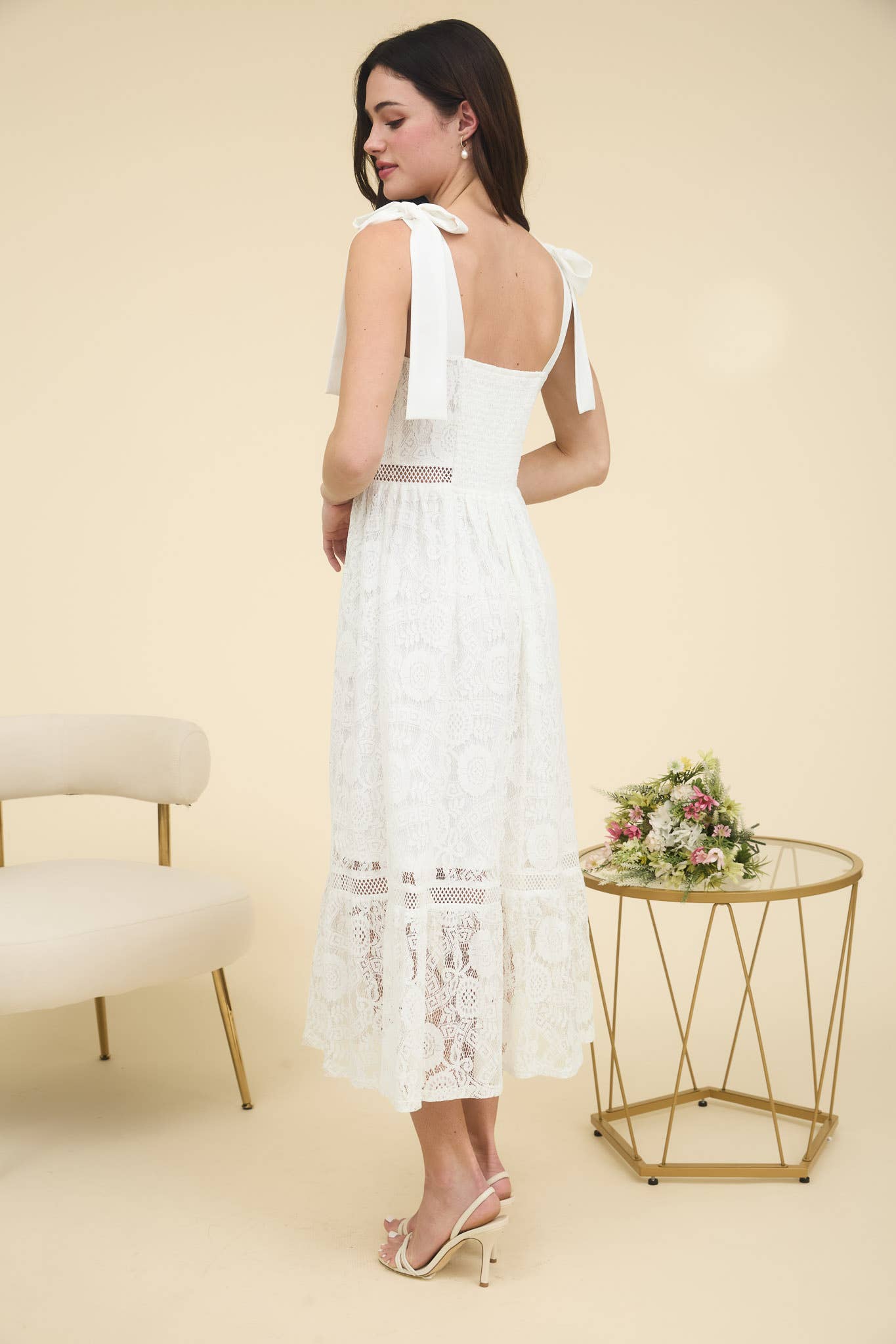 Lacey Love (White) Lace Midi Dress