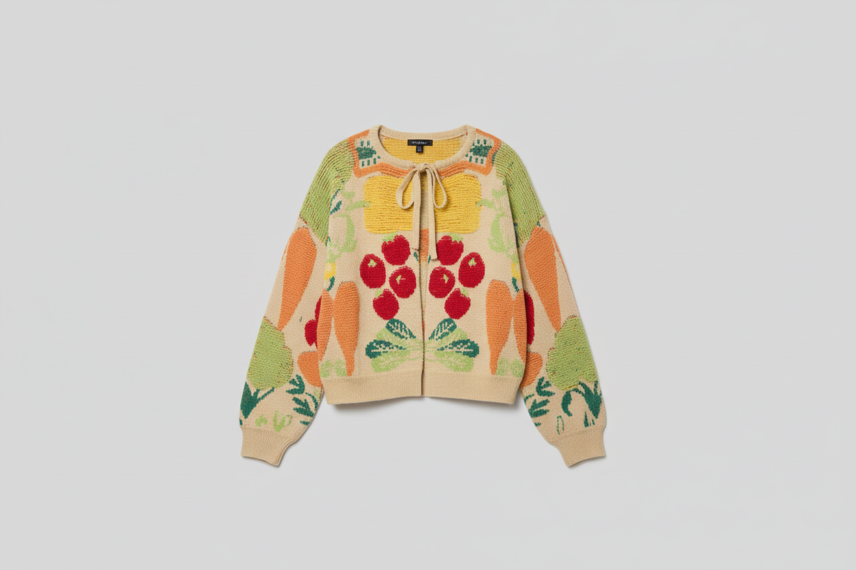 Farmers Market Veggie Print Cardigan