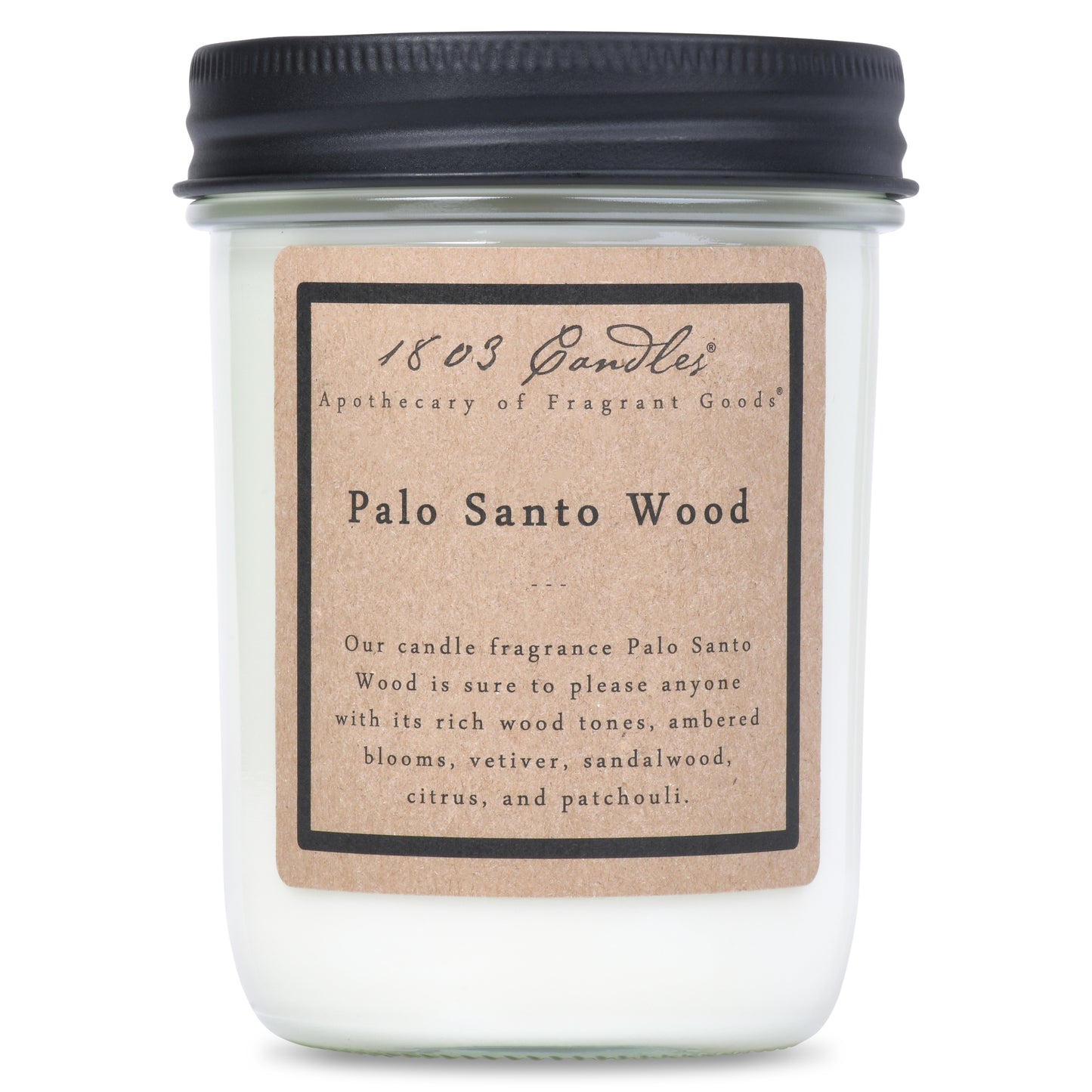 1803 Candles: Palo Santo Wood 14oz. Jar Candle