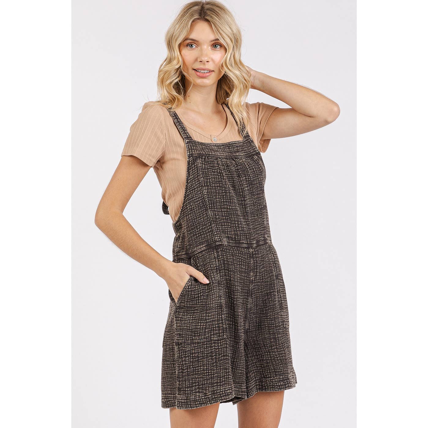 Joy Ride (Black) Gauze Shorts Romper