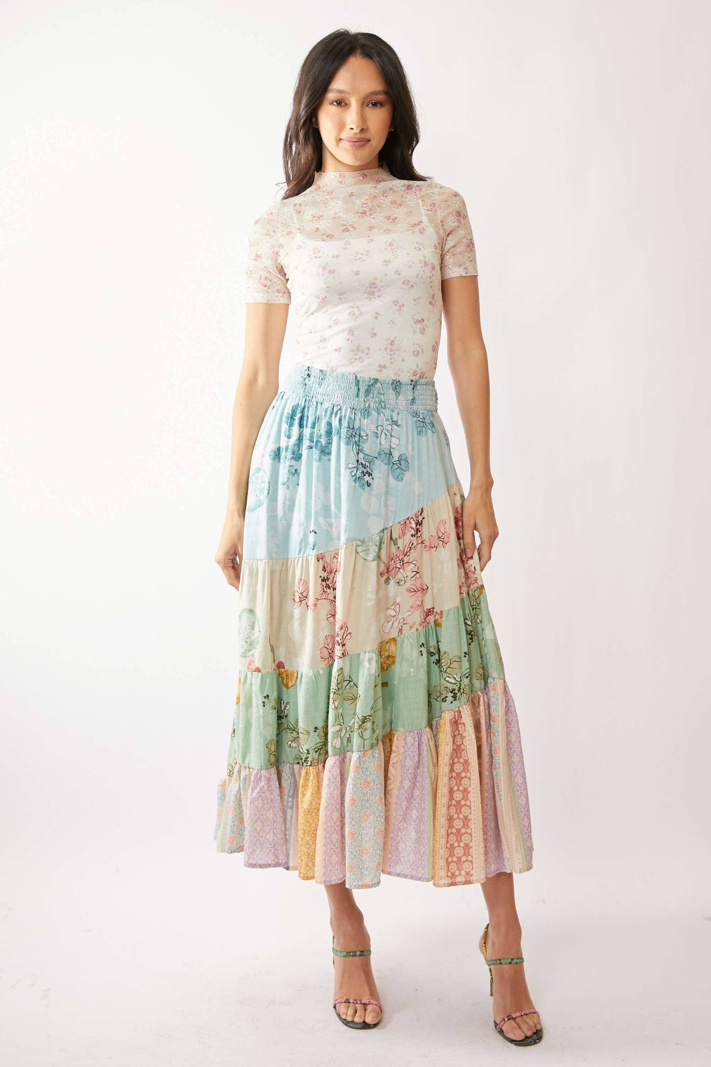 Garden Party (Pink) SS Floral Mesh Top