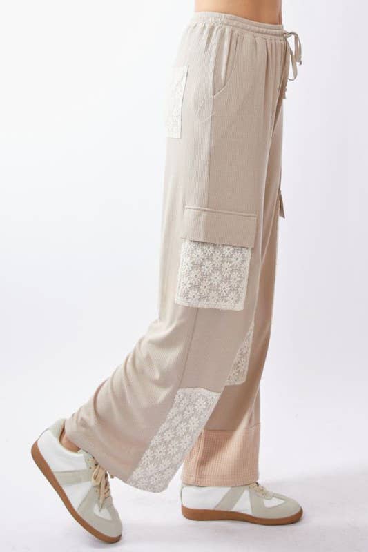 Pretty Patches Lace Accent Knit Pants