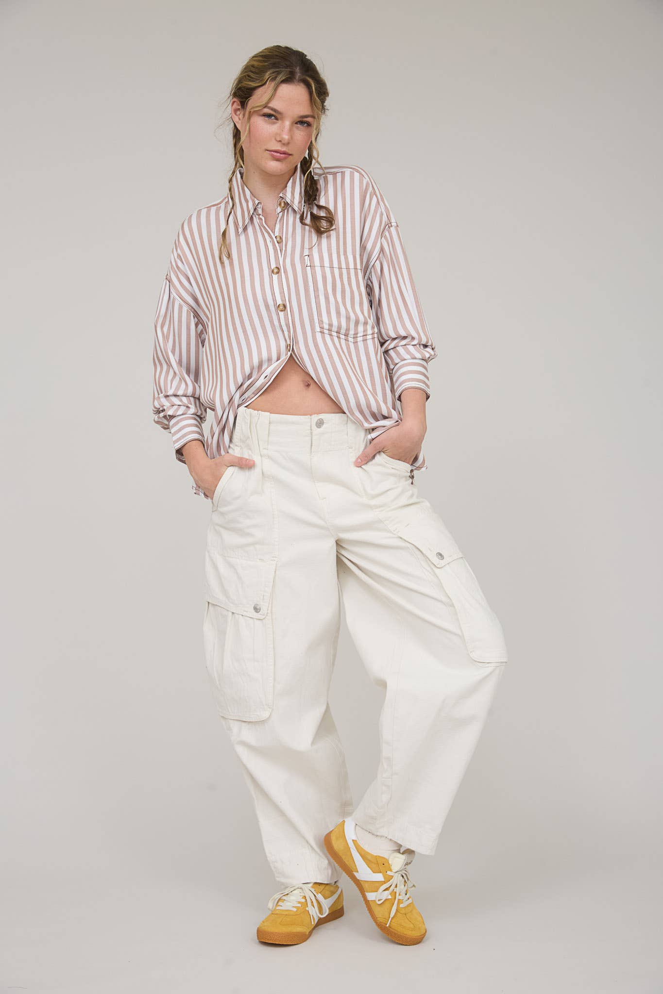 Striking Stripes (Brown) Button Down Shirt