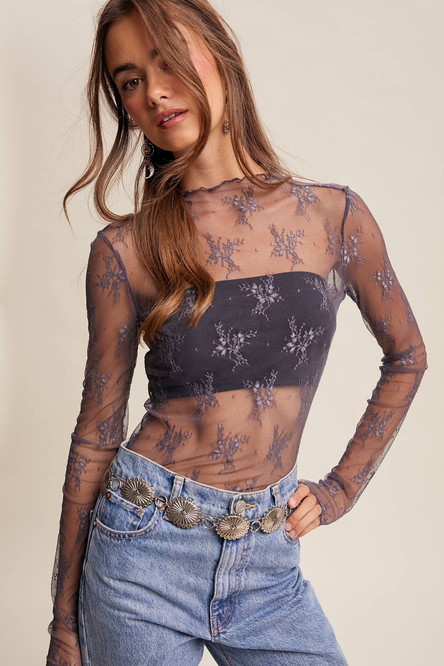 Sheer Elegance (Midnight) Lace Layer Top