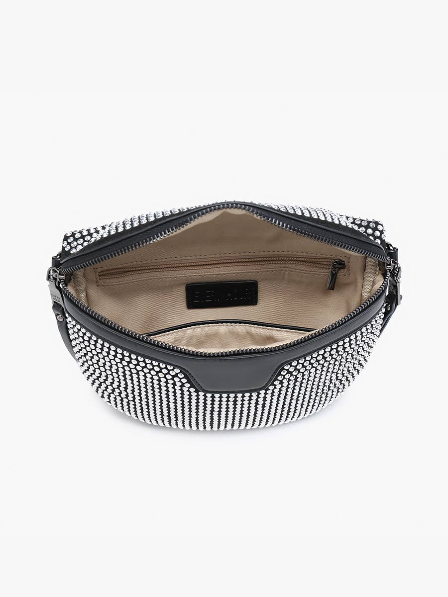 Kai (Silver/Blk) Rhinestone Belt Bag