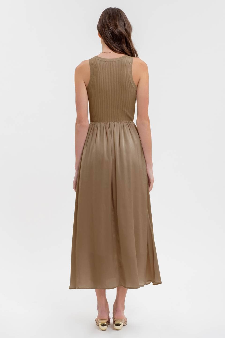 Lead the Way (Taupe) Midi Dress
