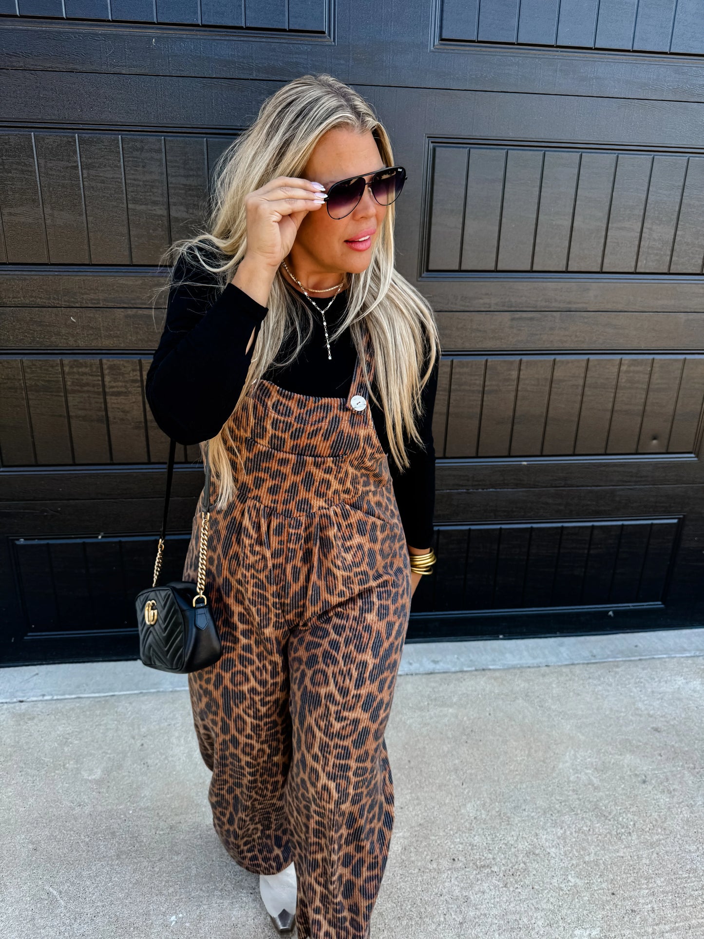 Wild Flair Cheetah Ribbed Overalls