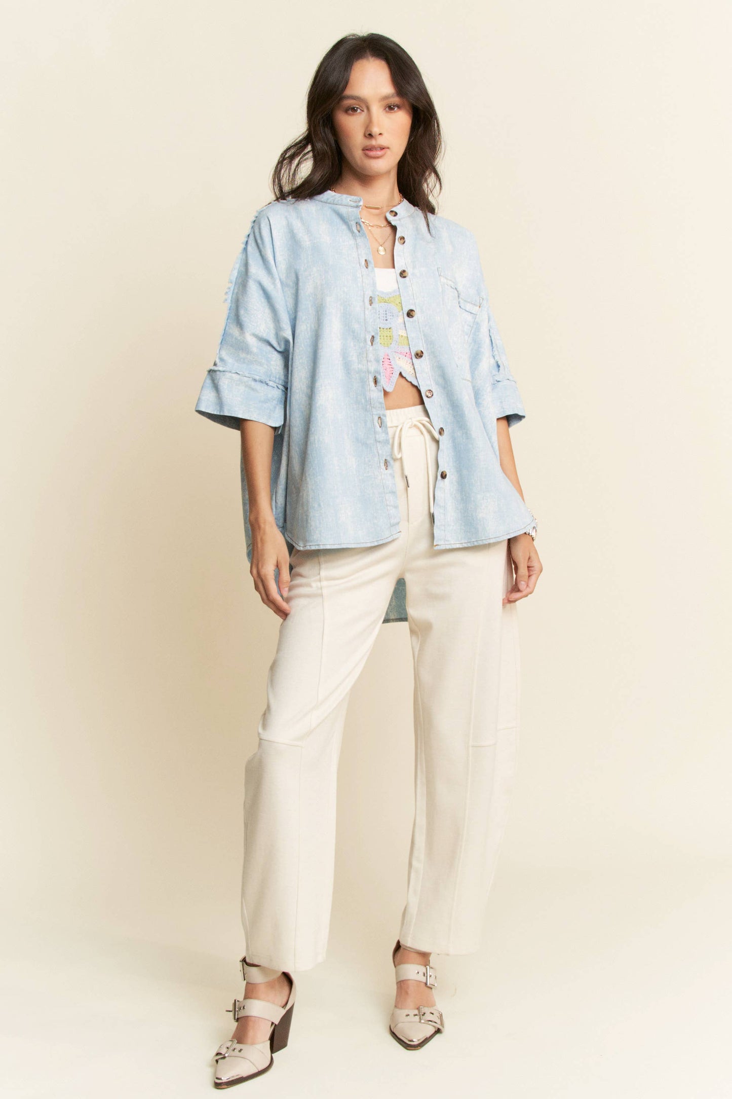 Hey Darlin’ Oversized Fringe Denim Shirt