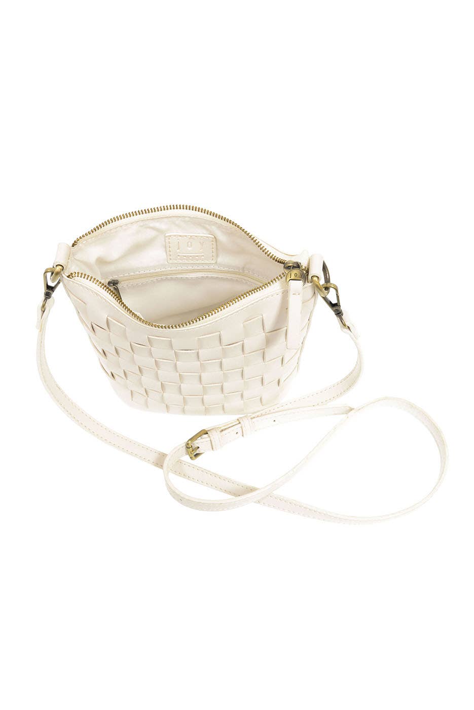 Maci (White) Woven Crossbody Bag