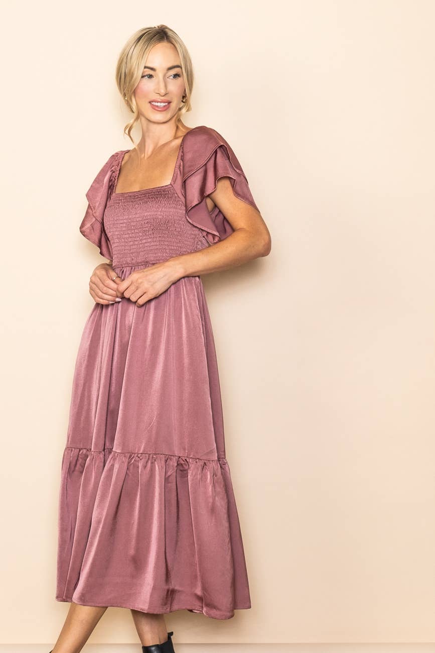 Beautiful Day (Mauve) Satin Dress