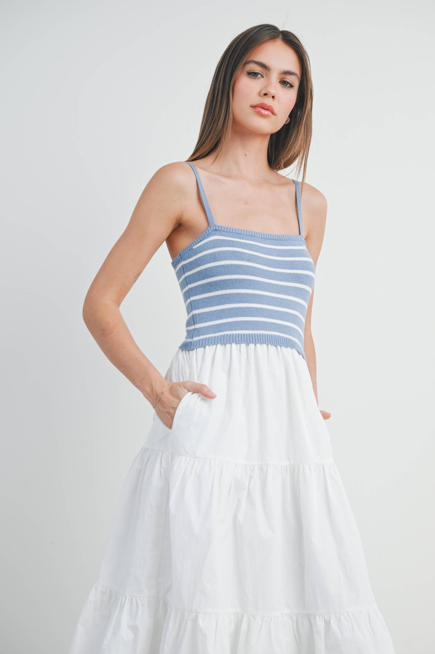Sweet Montana (Blue/Wh) Stripe Top Dress