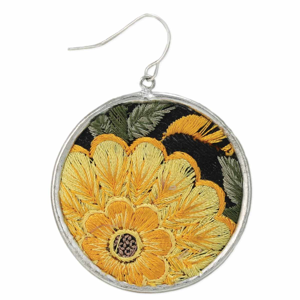 Embroidered Flower Earrings