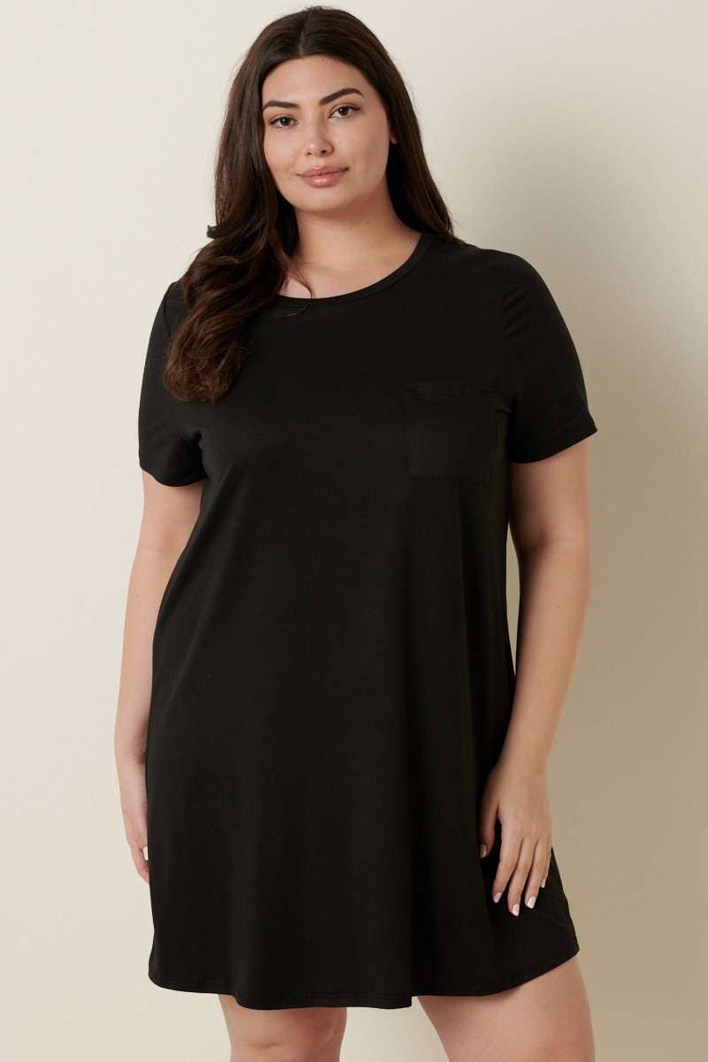 Not So Basic (Black+) Pocket Tee Dress