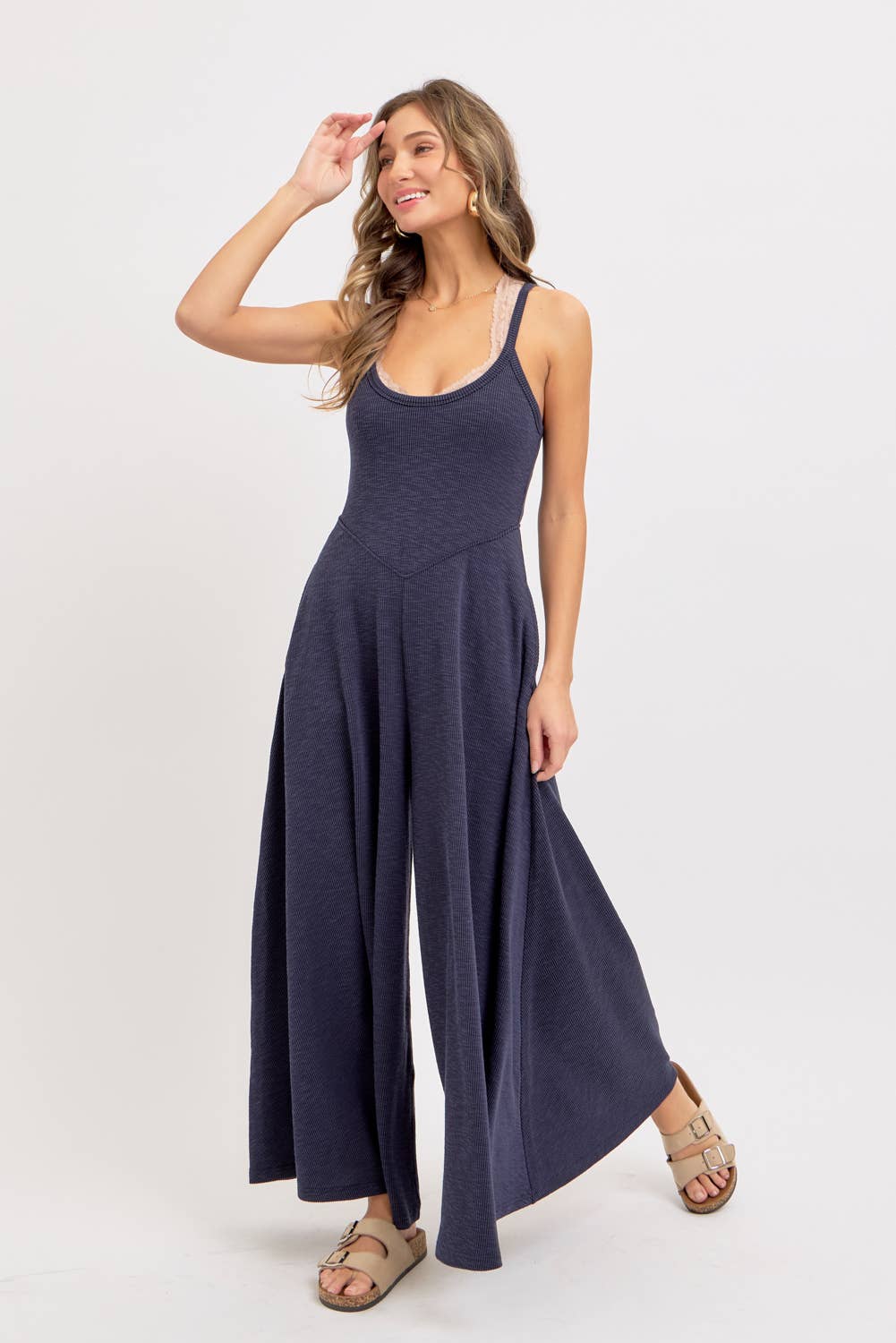 Relaxing Retreat (Navy) Wide Leg Jumpsuit