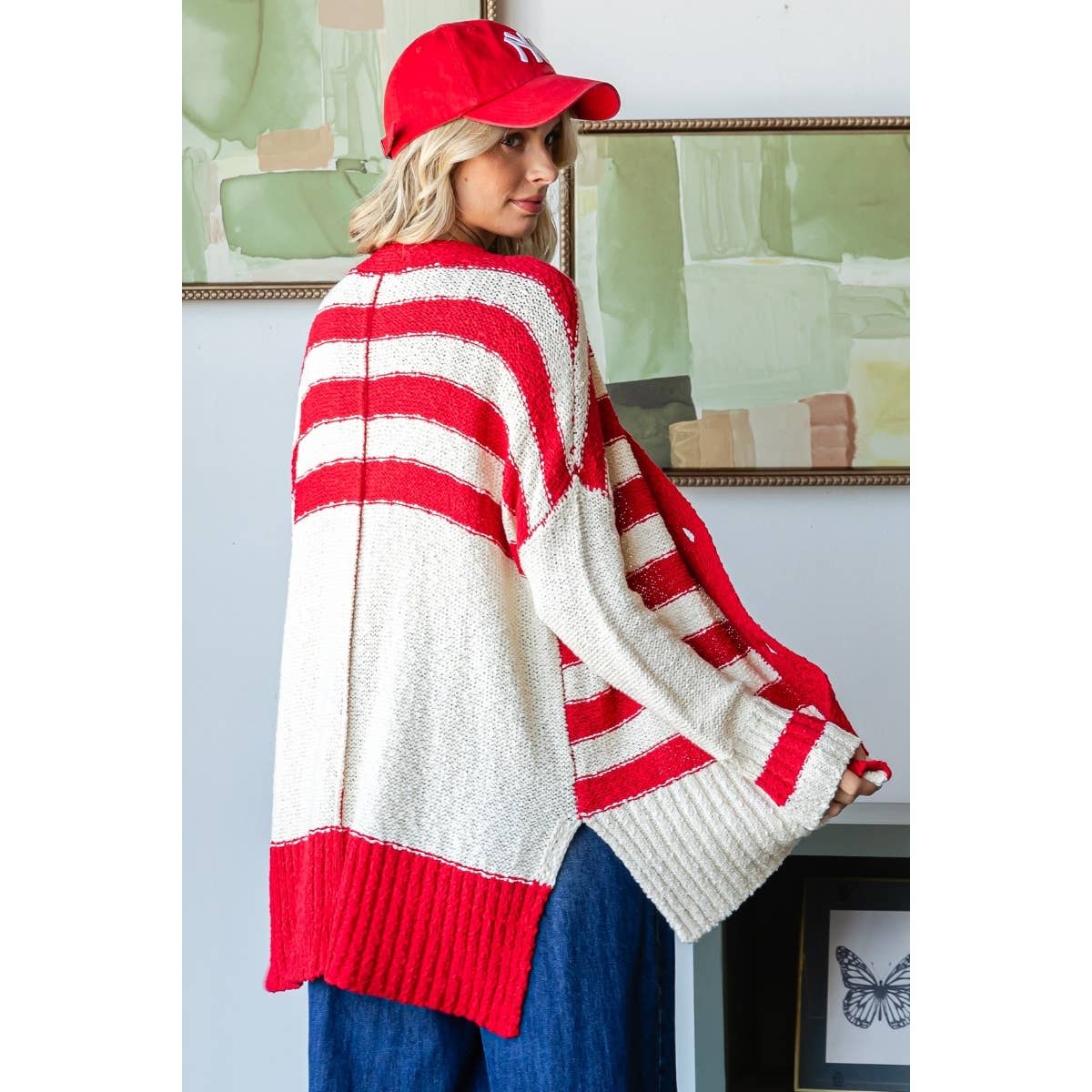 Good News (Red) Stripe Cardigan