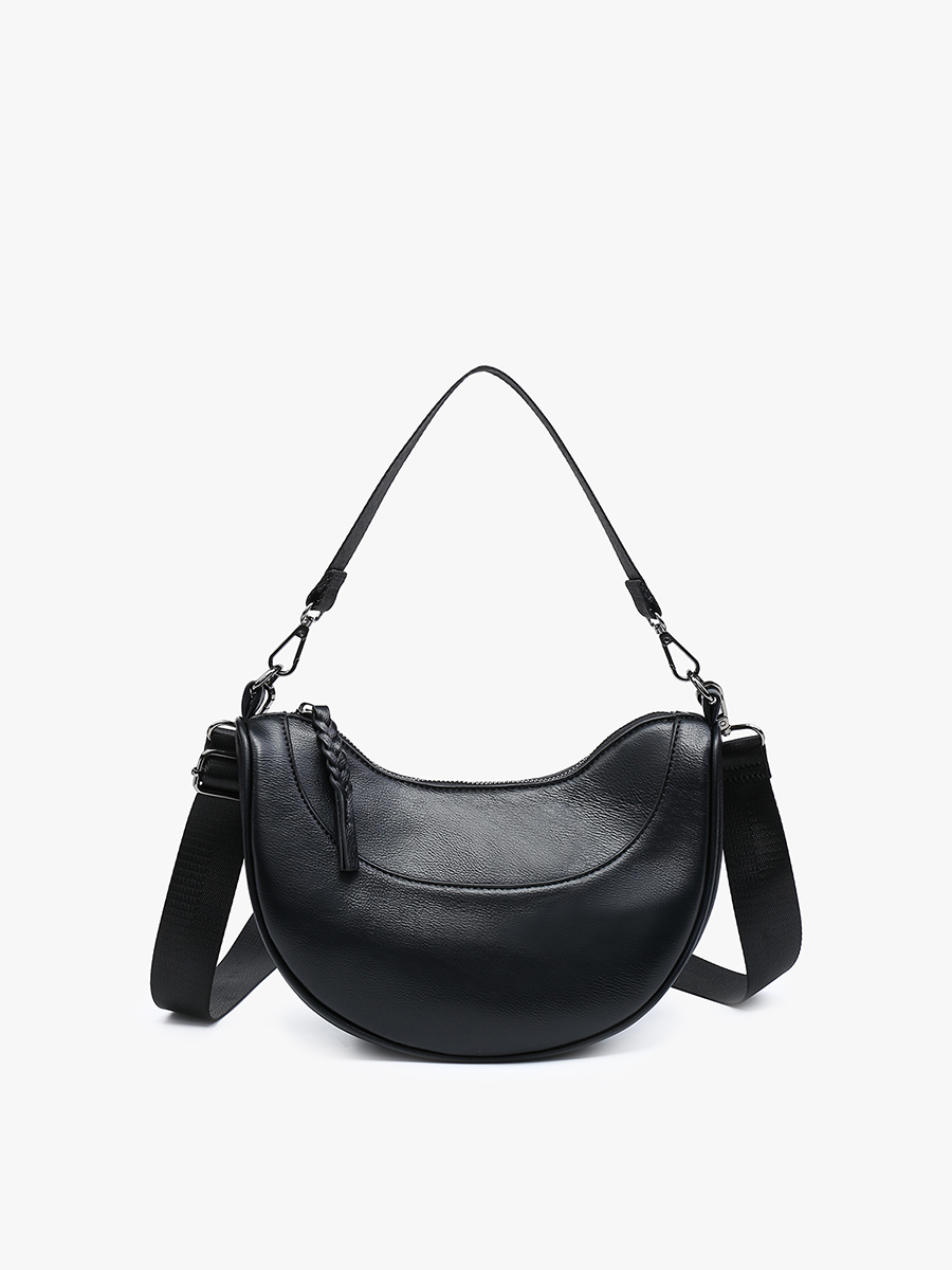 Monica (Black) Half-Moon Shoulder Bag/Crossbody