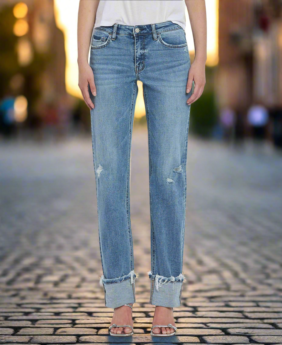 Vervet: Evermore Cuffed Straight Jeans