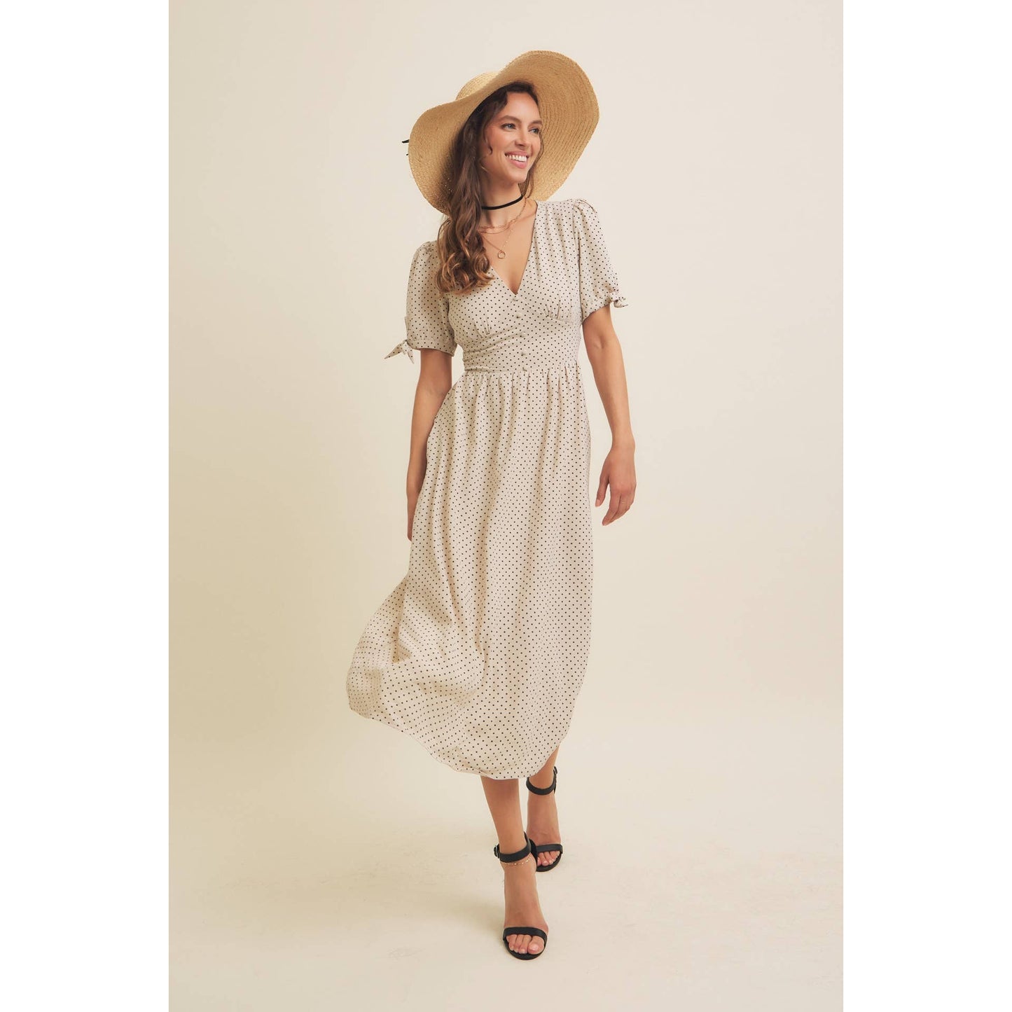 Keep Classy (Crm/Blk) Polka Dot Dress