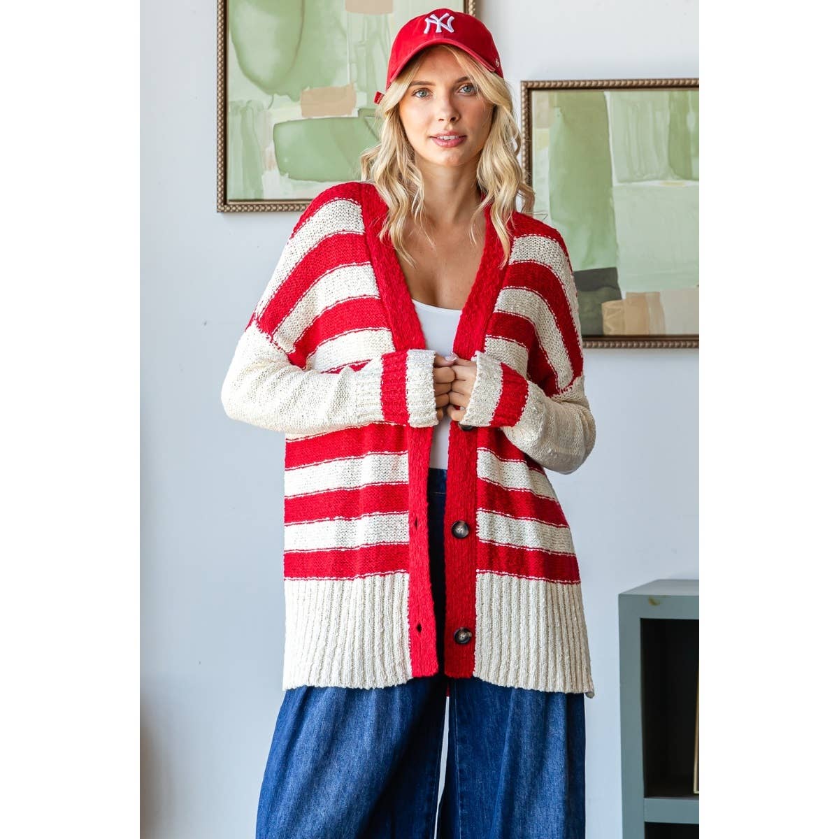 Good News (Red) Stripe Cardigan